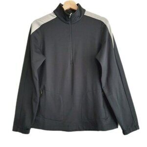 ANTIGUA Pullover Long Sleeve Top Half-zip Black & Gray Sz M